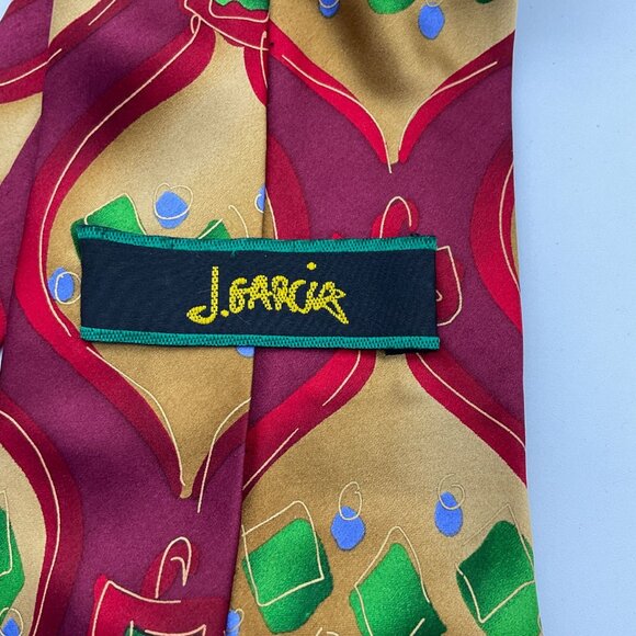 J. Garcia Creme de Menthe Hangover Christmas Ornaments Vintage 100% Silk Tie - Picture 5 of 7